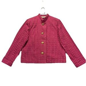 Orvis Jacket Women S Pink Wooden Buttons Textured 3D Career Grannycore USA Made